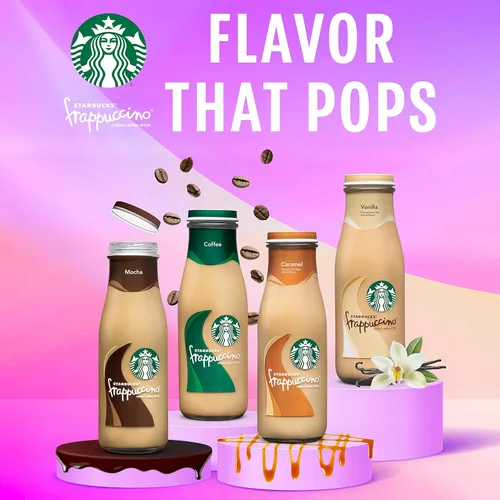 Vista 3 de Starbucks Frappuccino - Bebida a base de café con sabor a moca, paquete de 12 botellas de 13.7 onzas líquidas