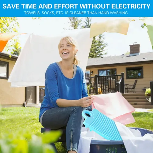 Vista 4 de MAOYE Mini tabla de lavar de plástico para niños Camisas Clean Laundry Lime Washboard para lavandería (azul)