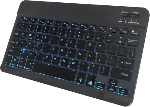Vista 2 de Teclado BoxWave compatible con Xiaomi 12S Ultra - Teclado Bluetooth SlimKeys - con retroiluminación, teclado portátil con luz trasera conveniente