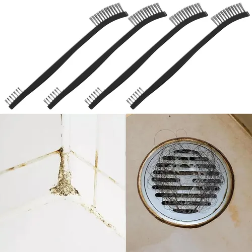 Vista 6 de 4 cepillos de limpieza pequeños, cepillo de alambre pequeño para limpieza, cepillo de limpieza de detalles de doble extremo para limpiezas