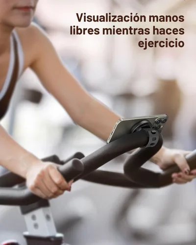 Vista 2 de A2C Soporte de teléfono para gimnasio para MagSafe – 17 N54 Imanes fuertes Soporte de teléfono estable y seguro con correa ajustable, soporte 3 en 1