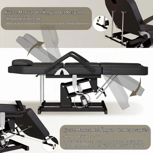Vista 3 de Cama facial eléctrica para esteticista, mesa de masaje resistente Negro