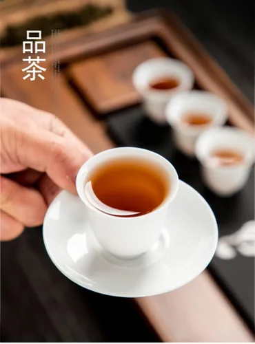 Vista 5 de Gaiwan Teacup Chinese Gongfu Tea Set High White Porcelain Tea Cup Caja de regalo de cerámica (taza de jiangjun)