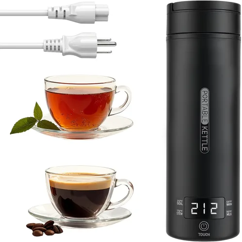 Vista 10 de Hervidor eléctrico portátil para viajes, pequeña tetera de agua caliente con control de temperatura NTC y apagado automático, acero inoxidable 316
