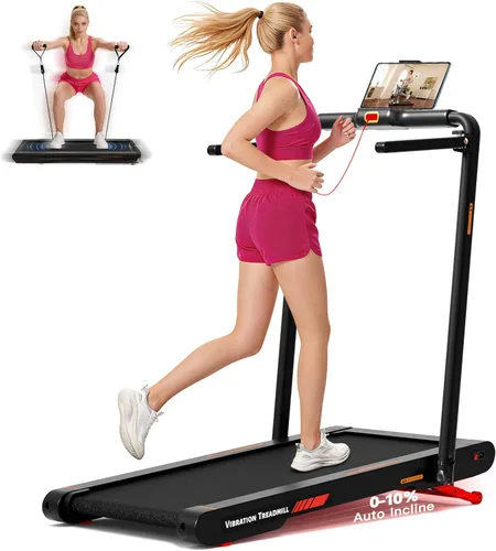 Vista 8 de Lysole Folding Vibration Walking Pad Treadmill with Incline,4-in-1 Under Desk Treadmills for Home&Office,350LBS Capacity,0.3-7.5MPH Speed,LED