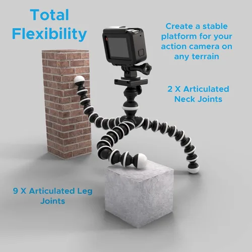 Vista 3 de Digicharge Cámara trípode flexible pulpo de 10 pulgadas + soporte de montaje de cámara de acción, compatible con GoPro Hero12 Hero11 Hero10 Max Hero