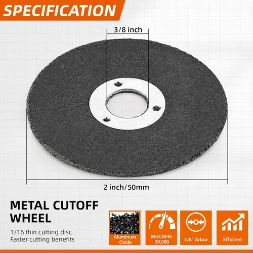 Vista 2 de SI FANG Paquete de 10 ruedas de corte de amoladora de troqueles de 2 pulgadas, mini disco de corte de metal de 2 x 1/16 x 3/8 pulgadas, ruedas