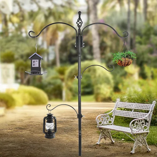 Vista 2 de Highpro - Estación de alimentación de aves – Soporte de múltiples ganchos de 63 pulgadas para observar atraer aves silvestres al aire libre, poste