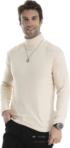 Vista 88 de Camiseta de manga larga para hombre, ajustada, ligera, con cuello de tortuga