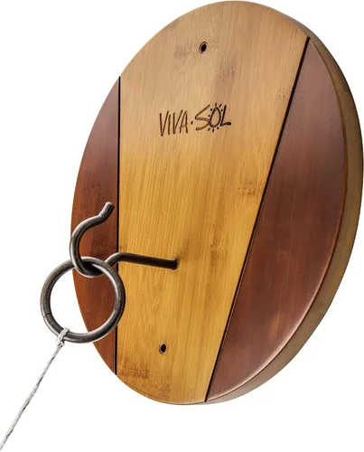 Viva Sol - Juego de anzuelo y anillo de madera de nogal para uso en interiores y exteriores