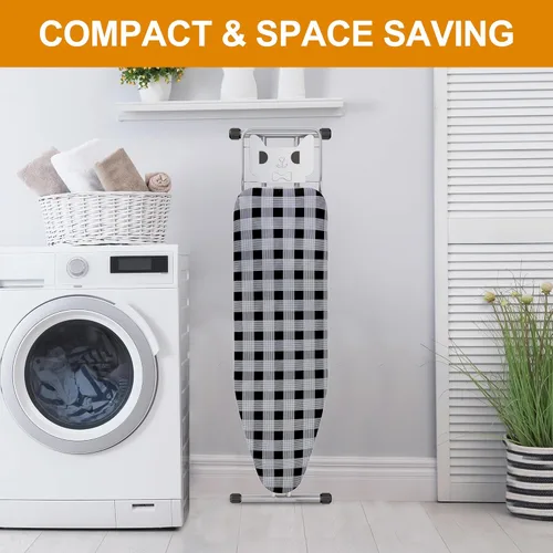 Vista 6 de Jakeefud Tabla de planchar de 13 x 43 pulgadas con funda acolchada extra gruesa y resistente, altura ajustable, tela resistente al calor y a