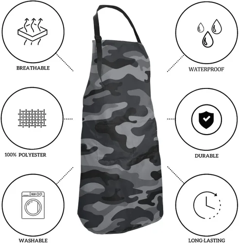Vista 5 de Abucaky Waterproof Apron For Adults Chef Bib With 2 Pockets For Kitchen Bbq Crafting Drawing