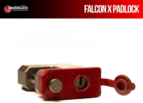 Vista 6 de DoubleLock Falcon Brass & Steel - X Max Duty Candado - Cerradura de clavija resistente de 1/2 pulgada, cilindro de 6 pines con 5 llaves cortadas