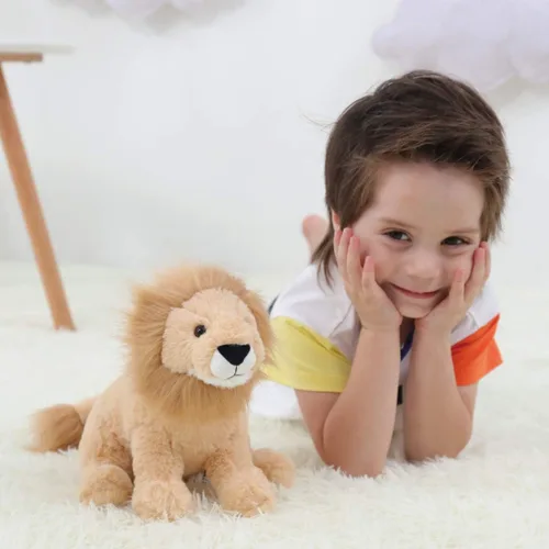 Vista 4 de Apricot Lamb Juguetes de peluche de león de peluche, suave, perfecto para niñas y niños (león amarillo, 10 pulgadas)