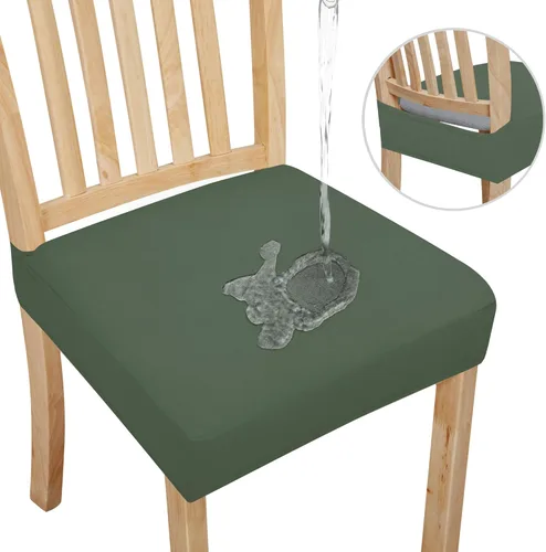 Vista 17 de Easy-Going Fundas de asiento 100% impermeables para sillas de comedor, juego de 2, fundas elásticas para asientos de silla, protector deslizable