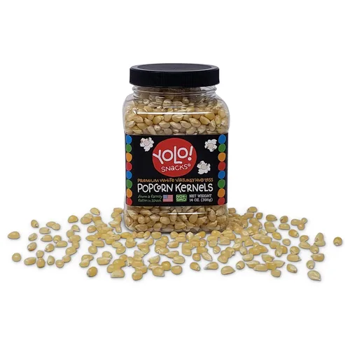 Vista 6 de YOLO! Snacks - Granos de palomitas de maíz gourmet blancos prácticamente sin cáscara, granos pequeños, sin OMG, 14 onzas (paquete de 3)