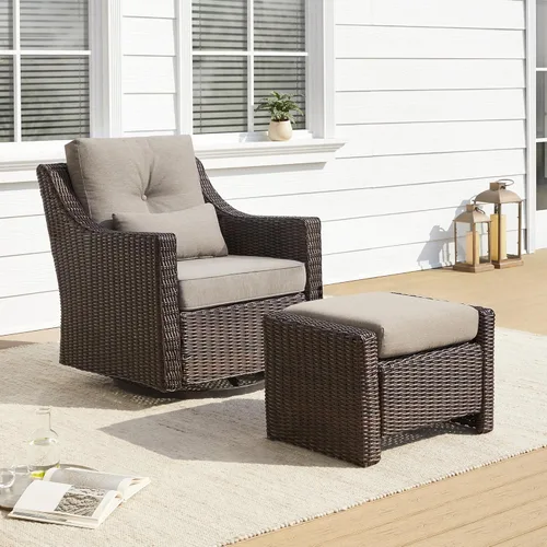 Vista 14 de CHITA Sofá de mimbre para exteriores, sofá de mimbre para patio, sofá de ratán de 3 plazas de gran tamaño con cojines de 5.1 pulgadas de grosor