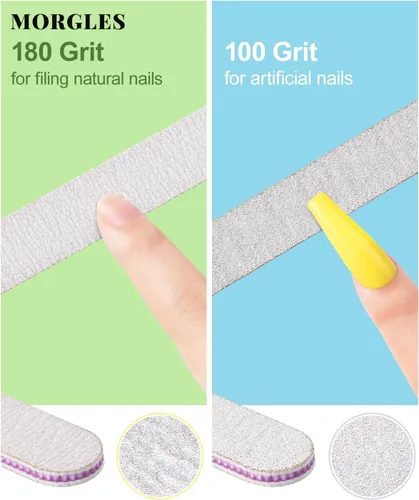Vista 3 de Lima de uñas y bufandas, kit de preparación de uñas MORGLES con tablas de esmeril, herramientas para quitar cutículas, aceite de aloe para cutículas