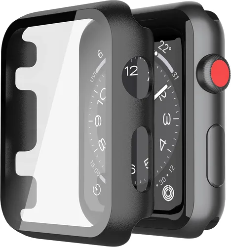 Vista 35 de Misxi - Juego de 2 fundas rígidas de policarbonato y protector de pantalla de vidrio templado compatibles con Apple Watch serie 9 (2023) serie 8