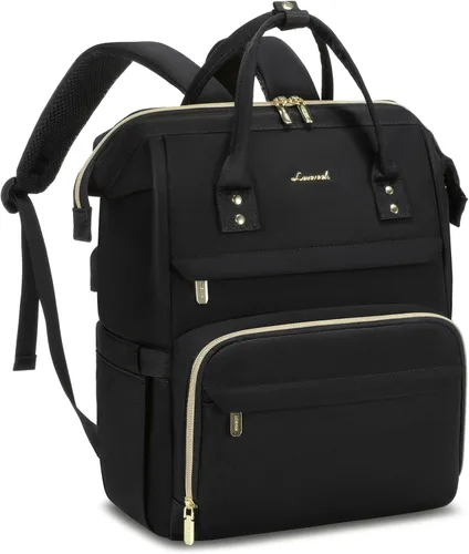LOVEVOOK Mochila de trabajo para mujer, mochila antirrobo para laptop de 15.6 pulgadas, resistente al agua, para universidad, viajes, Z-Negro, 15,6