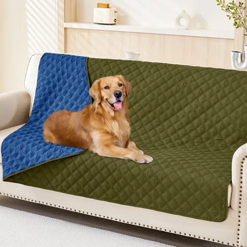 Vista 68 de Smiry Funda impermeable para cama de mascota, suave y lavable, para muebles, cama, sofá, reversible, a cuadros (30 x 53 pulgadas, color beige/beige)