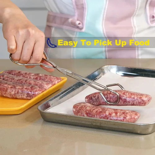 Vista 4 de Hiash Pinzas de cocina de acero inoxidable resistentes de 9 pulgadas, agarre ergonómico cómodo, diseño de tijera, resistentes al calor para barbacoa
