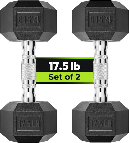 Vista 44 de HANDBODE Juego de 2 mancuernas hexagonales de 2.5 a 65 libras con revestimiento de goma, mancuernas para ejercicio y fitness, peso de mano