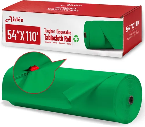 Vista 43 de Mantel de plástico, 110 pies x 54 pulgadas, mantel de plástico desechable, mantel negro de PEVA de alta calidad, impermeable con cortador, mantel