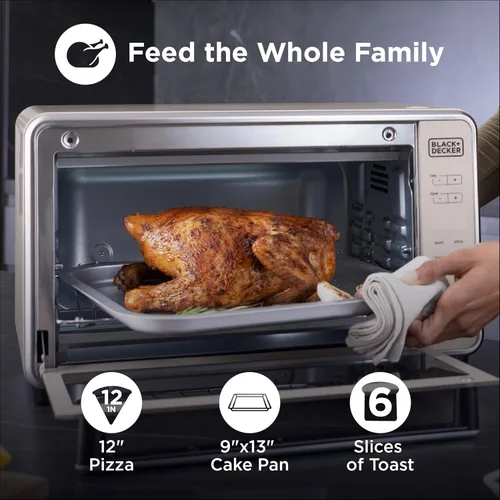 Vista 5 de BLACK+DECKER Crisp 'n Bake™ PRO - Horno tostador digital de 6 rebanadas, 10 funciones de cocción, horno de encimera de convección, se adapta a pizza