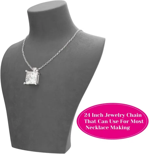 Vista 6 de selizo Paquete de 30 cadenas para hacer joyas, cadenas de collar chapadas en plata a granel para hacer collares, joyas, 0.047 in (24 pulgadas)