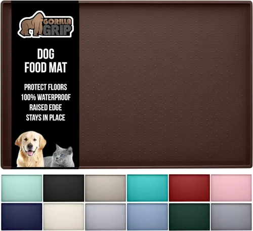 Vista 32 de GORILLA GRIP - Tapete de silicona 100% impermeable con bordes elevados sin BPA para mascotas, tapetes para alimentos de perros y gatos que contienen