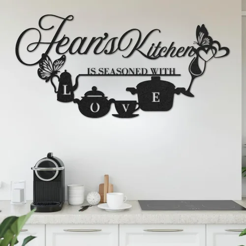 Letrero de metal personalizado para cocina, decoración de pared de cocina personalizada, arte de pared rústico, decoración de monograma, letrero con