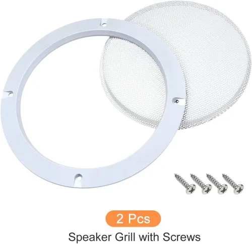 Vista 6 de Cubierta para parrilla de altavoz, protector de rejilla de subwoofer (con tornillos), [para audio casero DIY] - 6.5 pulgadas/blanco/2 piezas