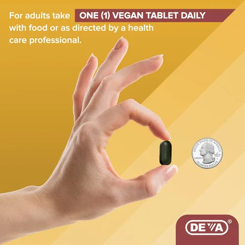 Vista 4 de Deva Suplemento multivitamínico y mineral vegano, fórmula vegana con alimentos enteros verdes, verduras y hierbas, alta potencia, fabricado