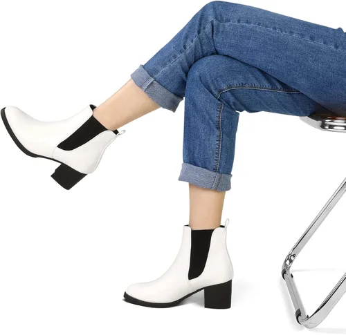 Vista 5 de COASIS Botas Chelsea de tacón grueso para mujer botines de tobillo con laterales elásticos