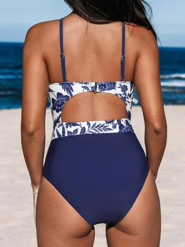 Vista 2 de CUPSHE Traje de baño de una pieza para mujer con escote pronunciado y entrecruzado