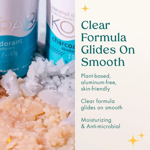 Vista 3 de Kopari Desodorante de coco sin aluminio, no tóxico y limpio a base de plantas, sin aluminio, parabenos o bicarbonato de sodio, protección de larga