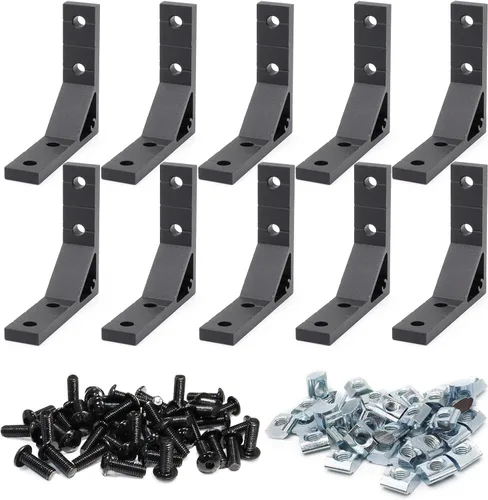 Vista 20 de 8 Piezas Extrusión de Aluminio 2020 Soporte de Esquina con Ranura T Serie 20 Hardware Extruido Conector Triple de 3 Vías con Tornillo de Fijación