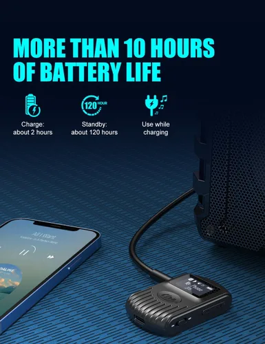 Vista 7 de COMSOON Receptor Bluetooth con pantalla LCD, adaptador AUX Bluetooth 5.0 portátil de 0.138 in para coche/estéreo doméstico/altavoz/auriculares