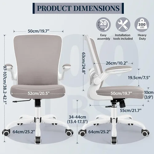Vista 2 de FelixKing Silla de oficina, silla de escritorio ergonómica con altura ajustable y soporte lumbar, sillas giratorias, silla de computadora