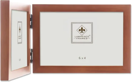 Vista 3 de Lawrence Frames 766064D Marco de fotos doble con bisagras de madera de nuez moscada de 6 x 4 pulgadas