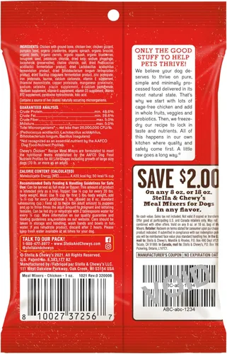 Vista 2 de Stella & Chewy's Mezcladores de comida de pollo crudo liofilizados, decoración y mezclador de comida para perros, hechos con 95% de pollo, órganos