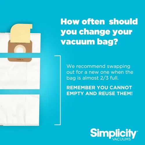 Vista 4 de Simplicity Vacuums Bolsas de repuesto para aspiradora Hepa con certificación SAH-6, se adapta a aspiradora vertical S20EZM Allergy, Symmetry y 6