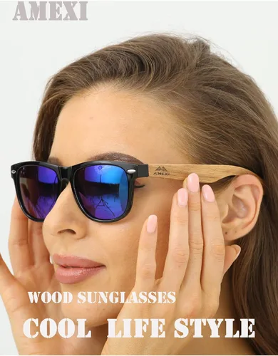 Vista 3 de AMEXI Wood Sunglasses with Dark Polarized Lenses for Men and Women 100% UVAUVB Ray Protection