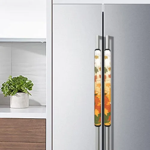 Vista 4 de Xhuibop Juego de 6 fundas para manija de puerta de refrigerador de Acción de Gracias, hojas de arce, protectores de mango de microondas, guantes