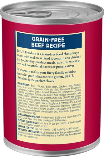 Vista 2 de Blue Buffalo Freedom - Alimento húmedo para perros sin granos, libre de glúteos ni conservantes artificiales, hecho con ingredientes naturales