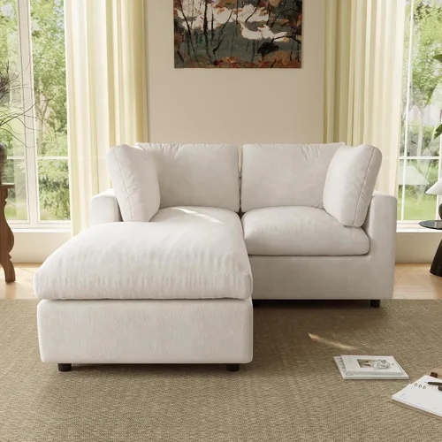 Vista 31 de Sofá modular de nube seccional, moderno sofá en forma de L con otomana, 100 pulgadas, 3 plazas de felpilla para asiento profundo para sala de estar