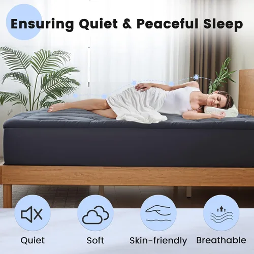 Vista 2 de Protector de colchón impermeable tamaño individual, cubrecolchón acolchado ajustable tamaño individual, protector de colchón de cinco capas