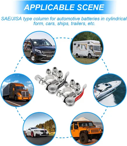 Vista 7 de Conectores de terminales de batería de automóvil, 2 piezas de terminales de batería de desconexión rápida de 4 vías, extremos de cable de batería