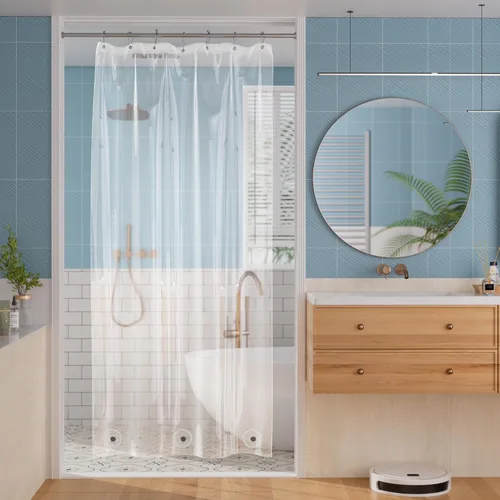 Vista 8 de Titanker 3G forro de PEVA para cortina de regadera, 72 x 78 pulgadas, forro plástico transparente, ligero e impermeable para cortina, para baño